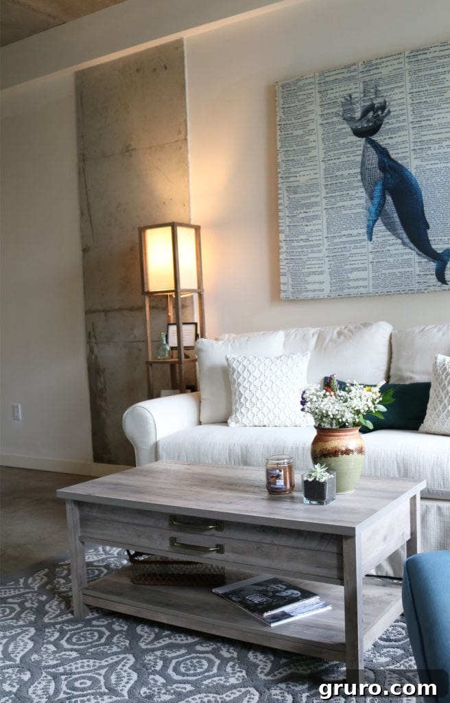 Rustic lift-top coffee table from Better Homes & Gardens, offering practical storage for loft living.