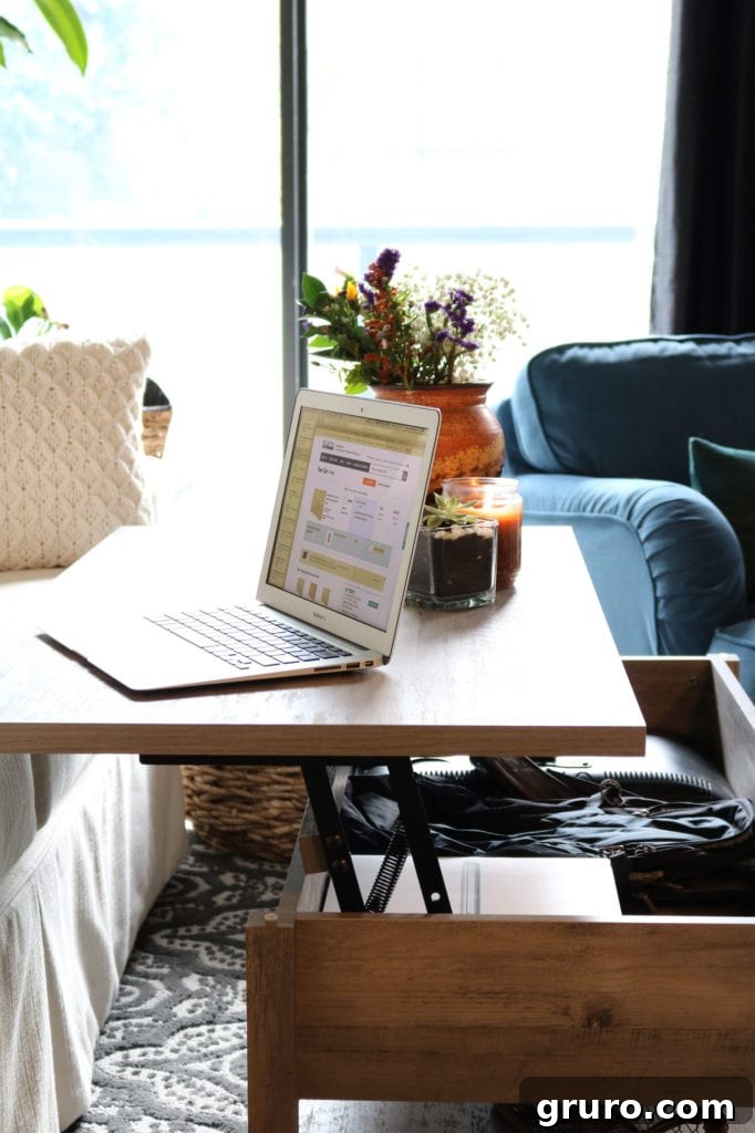 The Better Homes & Gardens lift coffee table, a smart solution for small living areas.
