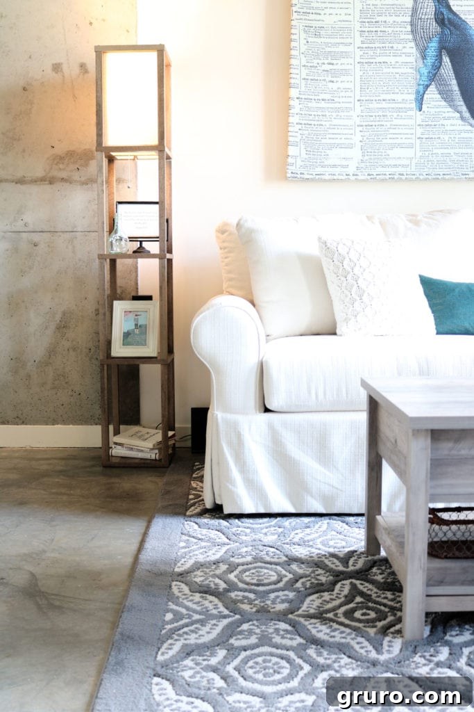 Better Homes & Gardens Floor Lamp with shelves, a stylish and functional lighting solution.