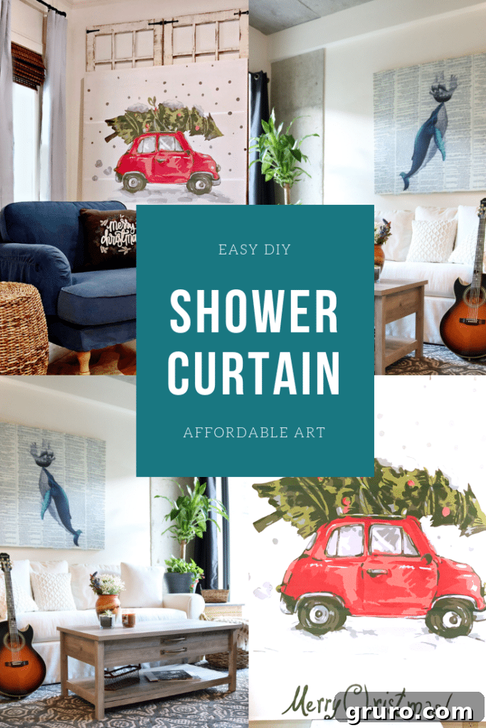 DIY for affordable wall decor create art with shower curtains DIY easy shower curtain art using shower curtains and simple boards makes affordable wall decor, showing a full room view.