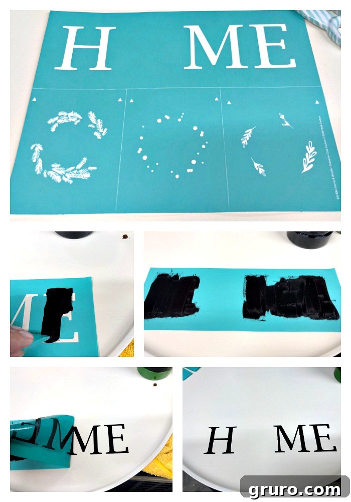 Chalkology paste for transfer makeover DIY Chalk Couture: Applying Chalkology paste for stencil design