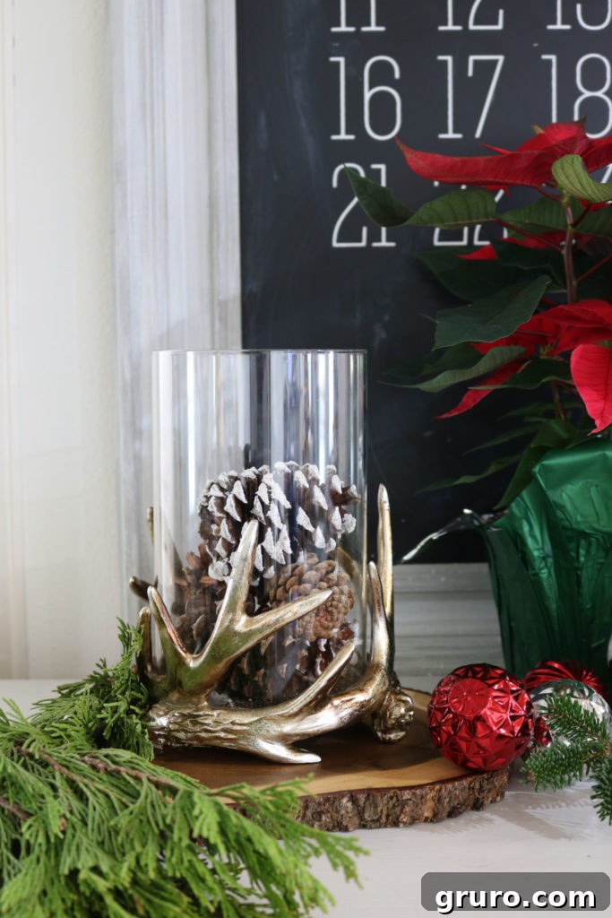 Antler and Pinecones Display - Nature-Inspired Christmas Gift Under $25