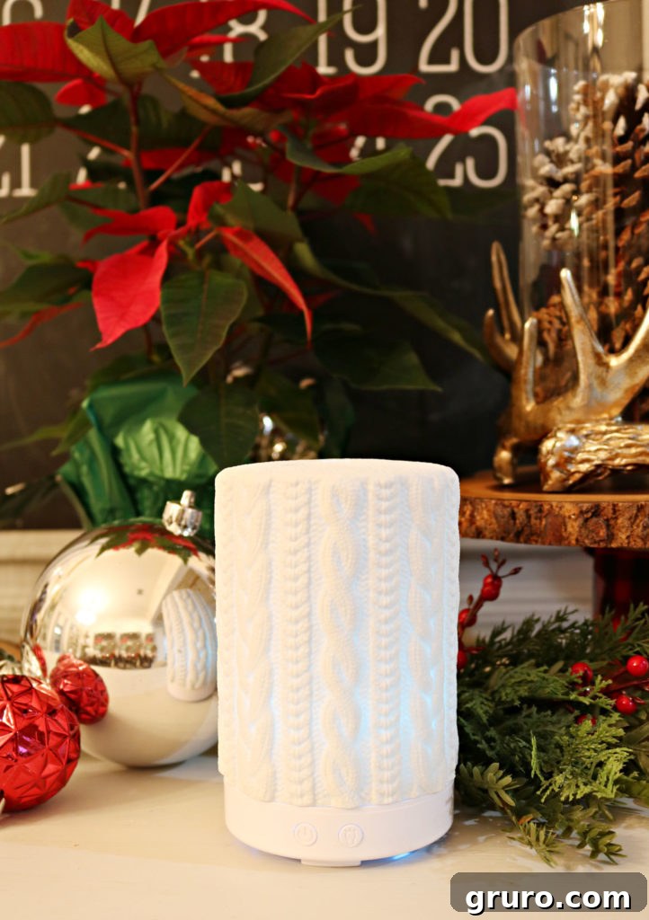 Intricate Sweater Details on Essential Oil Diffuser - Gift Idea