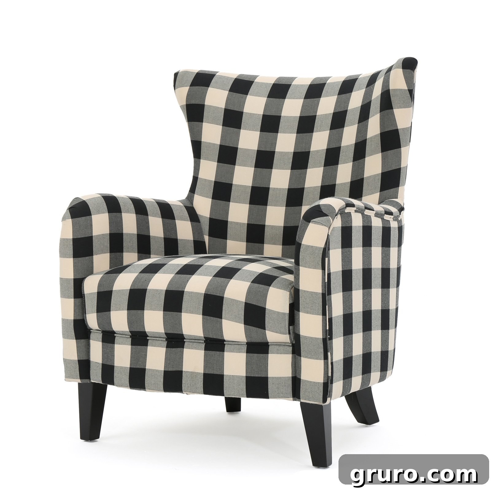 Plaid black and white chair