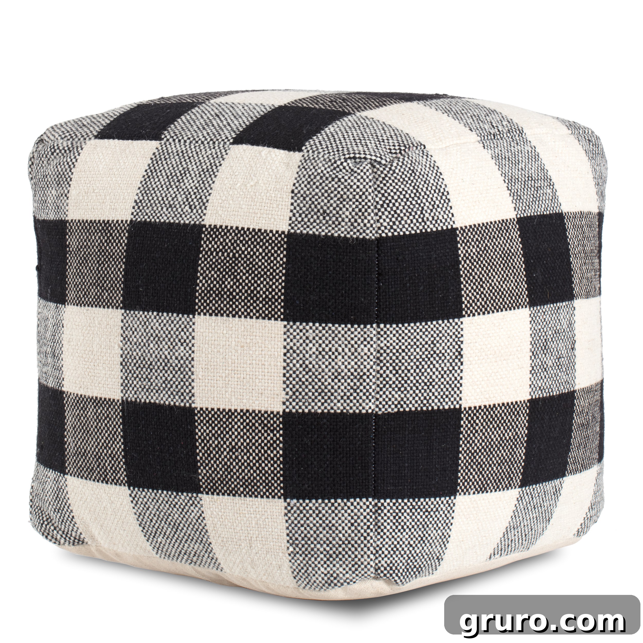 Black and white plaid poof