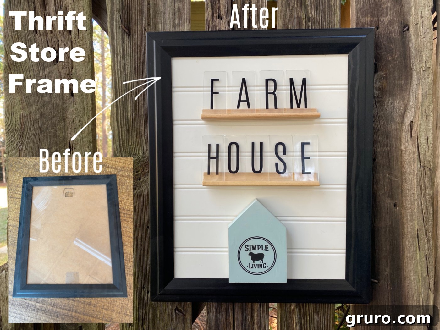 thrift store frame makeover before and after comparison