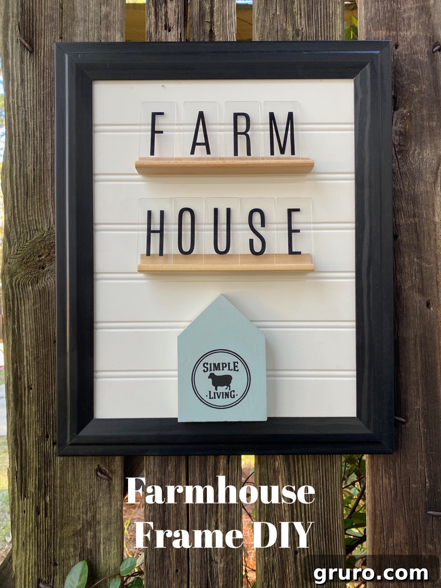finished farmhouse pic frame makeover