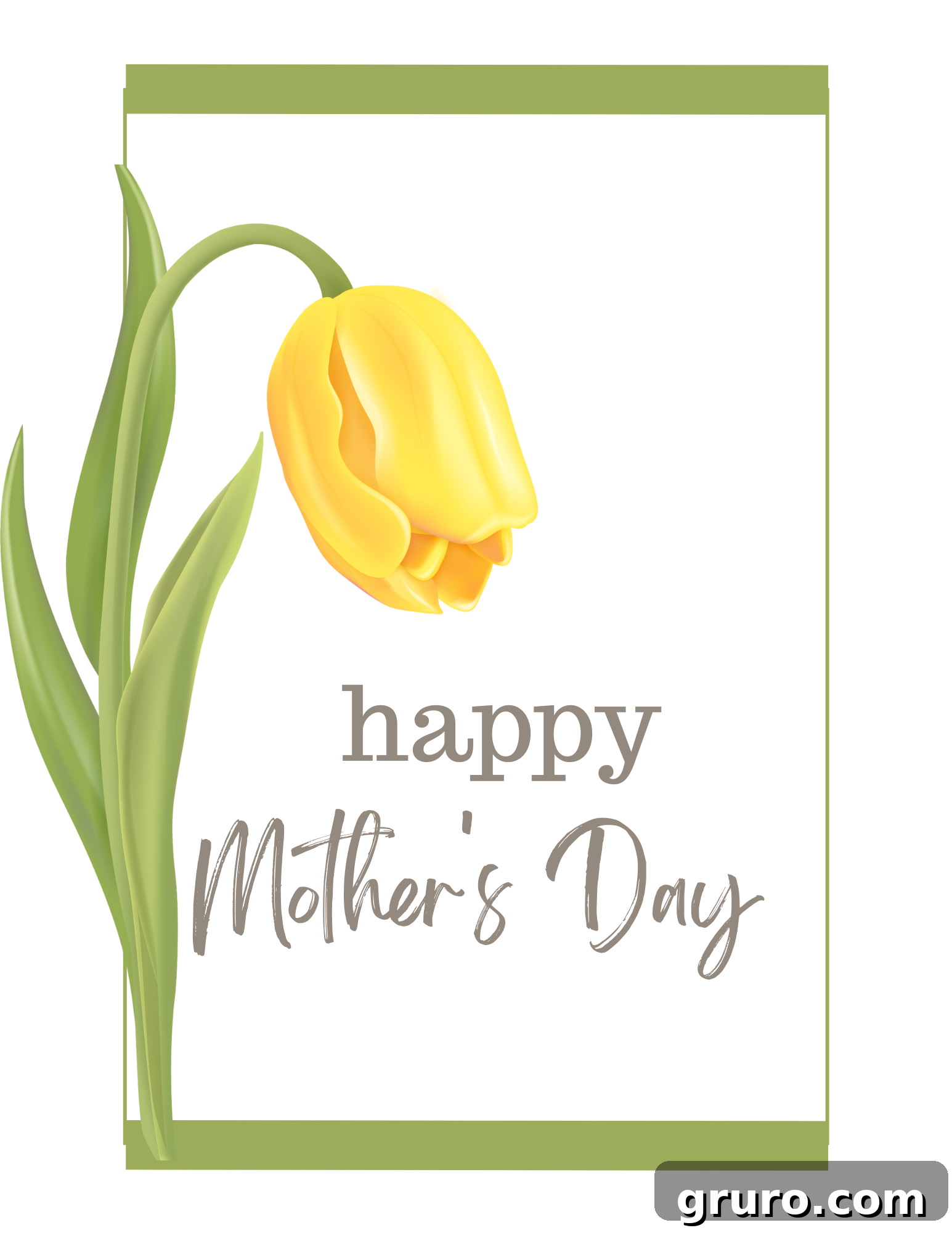 Preview of Mother's Day Yellow Tulip Printable Design Template