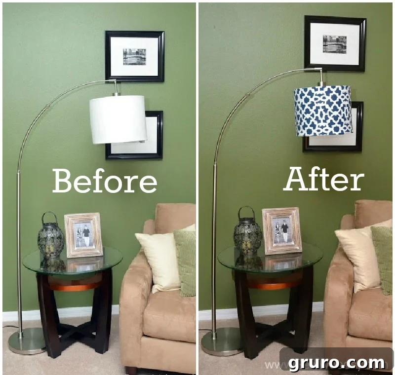 How to Stencil a Lampshade - Before and After Photo How to Stencil a Lampshade - Before and After Photo