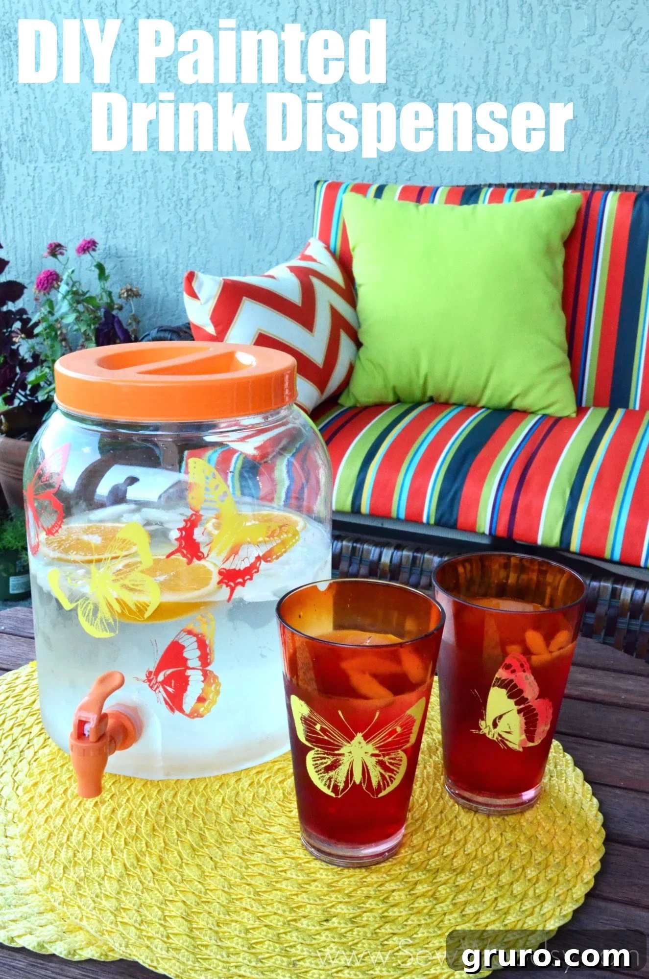 DIY Painted Drink Dispenser from SewWoodsy.com