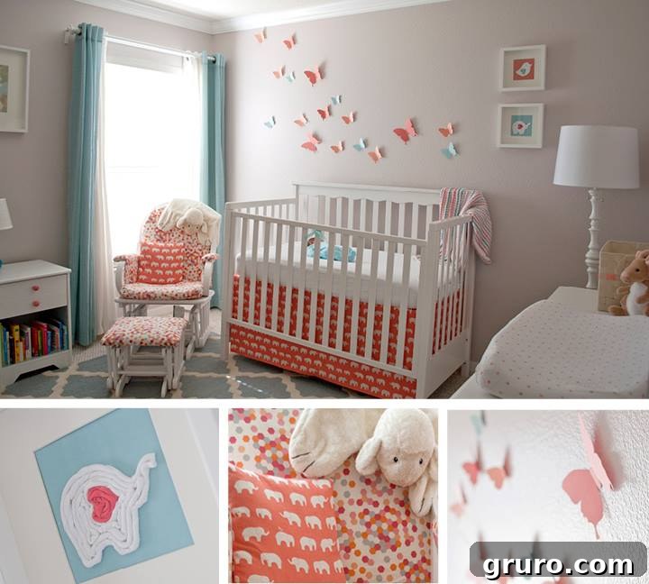 Coral and Aqua Nursery Inspirations from SewWoodsy.com