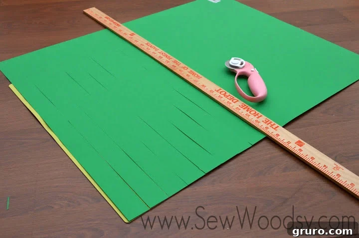 Lego costume grass skirt made from poster board