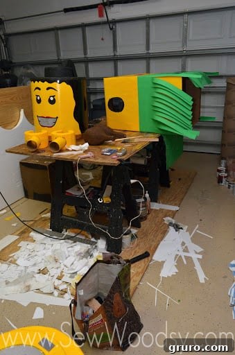 Lego costume aftermath of construction