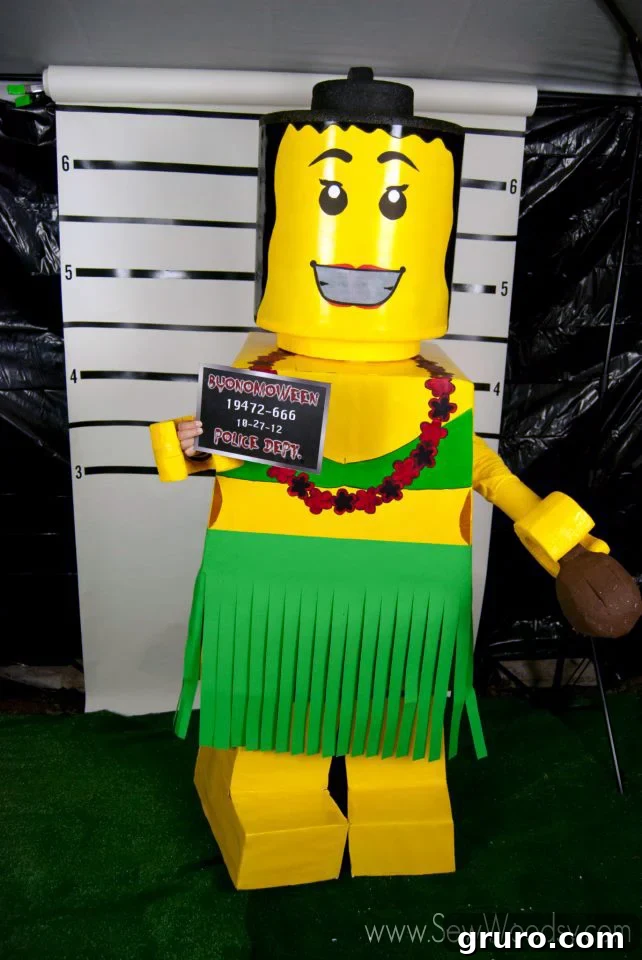 DIY Hula Lego Costume - close up