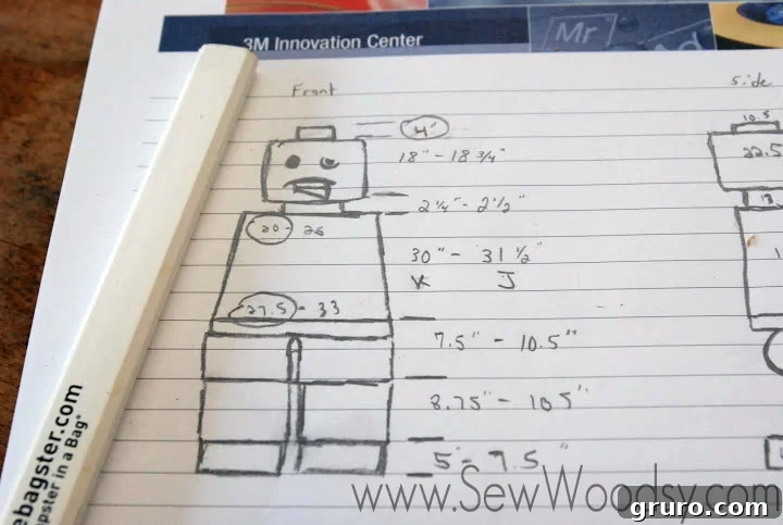 DIY Lego Costume sketch-up by Jon