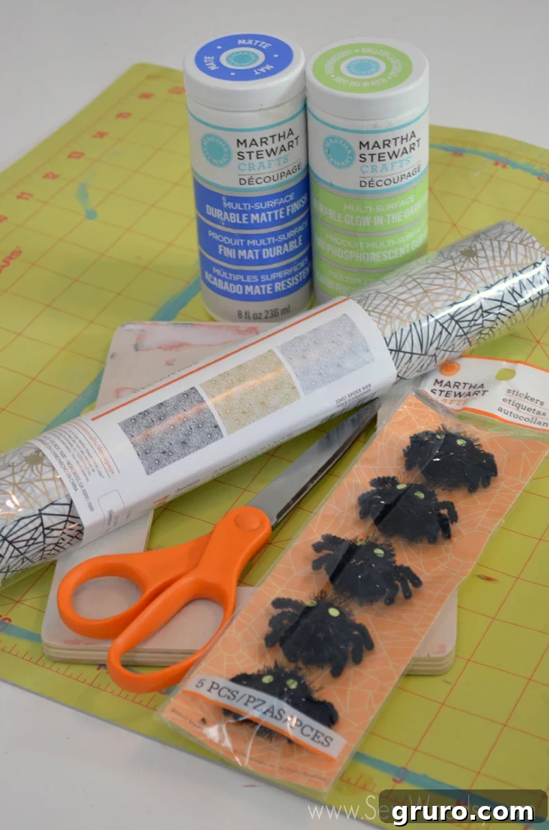 Close-up of a finished Decoupage Spider Web Picture Frame, a DIY Halloween craft project from SewWoodsy.com using Martha Stewart Crafts