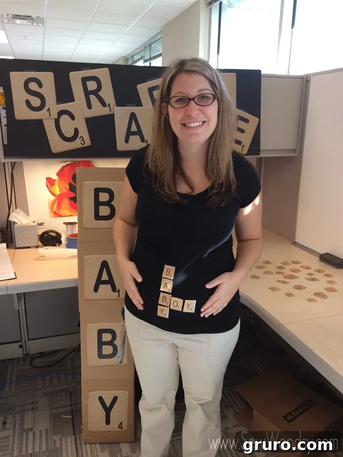 Scrabble 'Baby Boy' Halloween Gender Reveal Costume