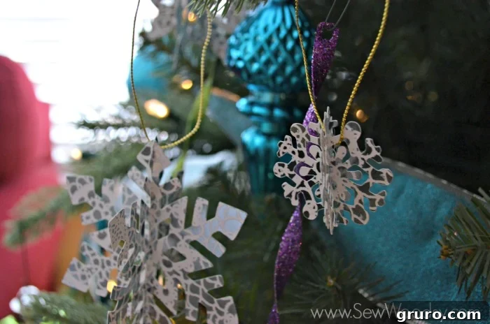 Close-up of Die-Cut Snowflake Ornaments