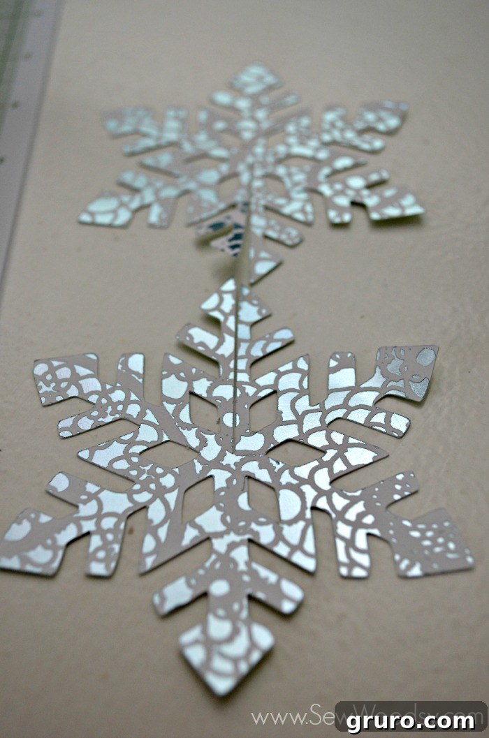 Removing Die-Cut Snowflakes from Cricut mat