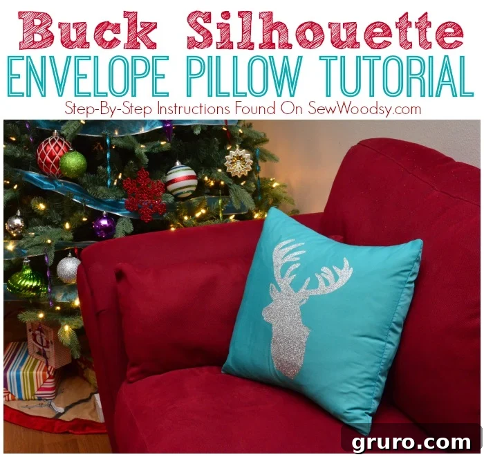 Buck Silhouette Envelope Pillow Tutorial from SewWoodsy.com