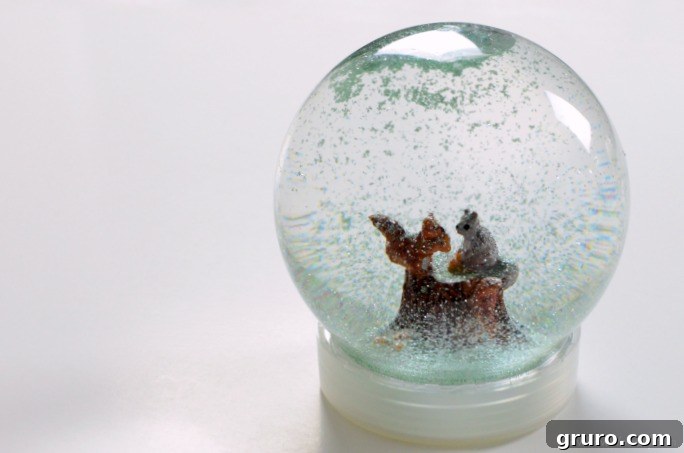 Finished DIY Winter Snow Globe ready for display