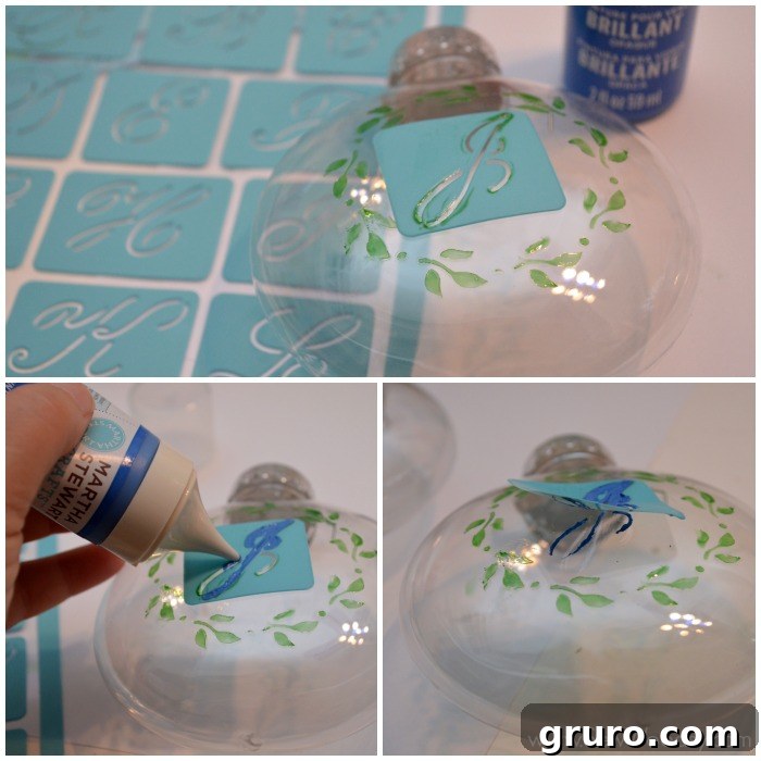 Glass Painted Monogram Ornament