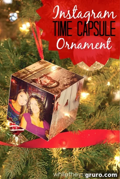 DIY Instagram Time Capsule Ornament - A memorable handmade ornament for your Christmas tree, featuring photos and tiny mementos.