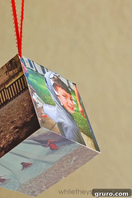 Finished Instagram Time Capsule Ornament, a beautiful handmade Christmas keepsake with cherished photos.