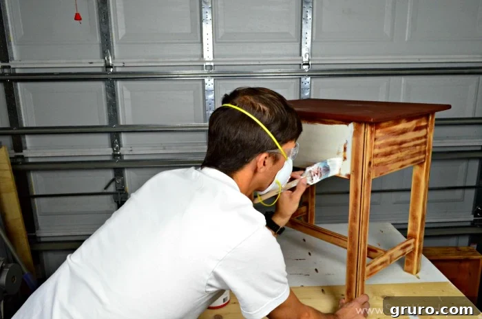 Preparing to Paint the Legs and Base of the Refinished End Table