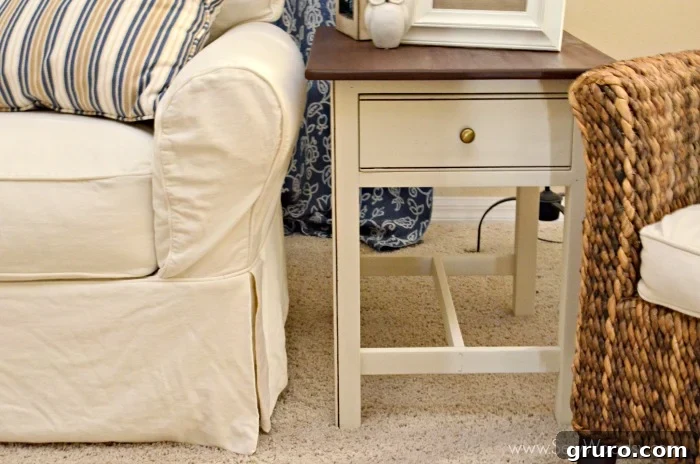 Refinished End Table Blending Modern Paint with Classic Stain