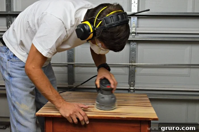 Sanding the Top of an End Table to Preserve Wood Texture