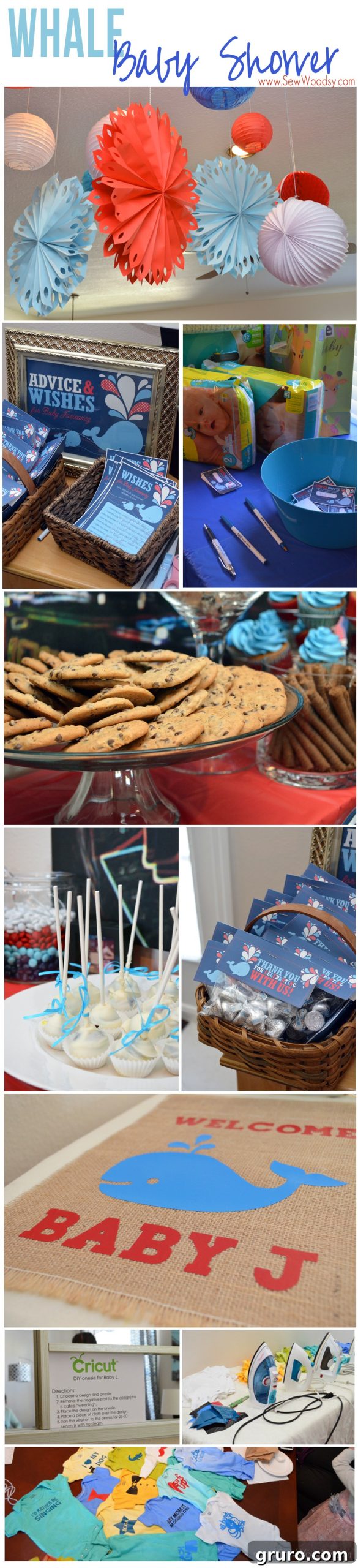 Pinnable graphic for whale baby shower ideas and inspiration