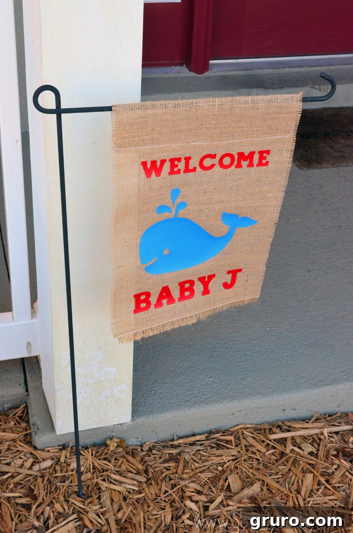 Baby Shower Whale Garden Flag matching Whale Wreath