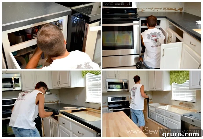 Formica kitchen countertop removal process