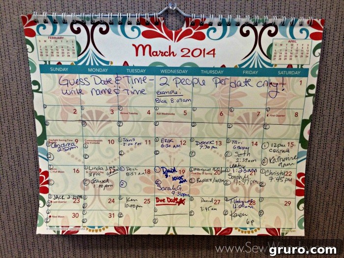 Baby Due Date Prediction Calendar for Office Baby Shower