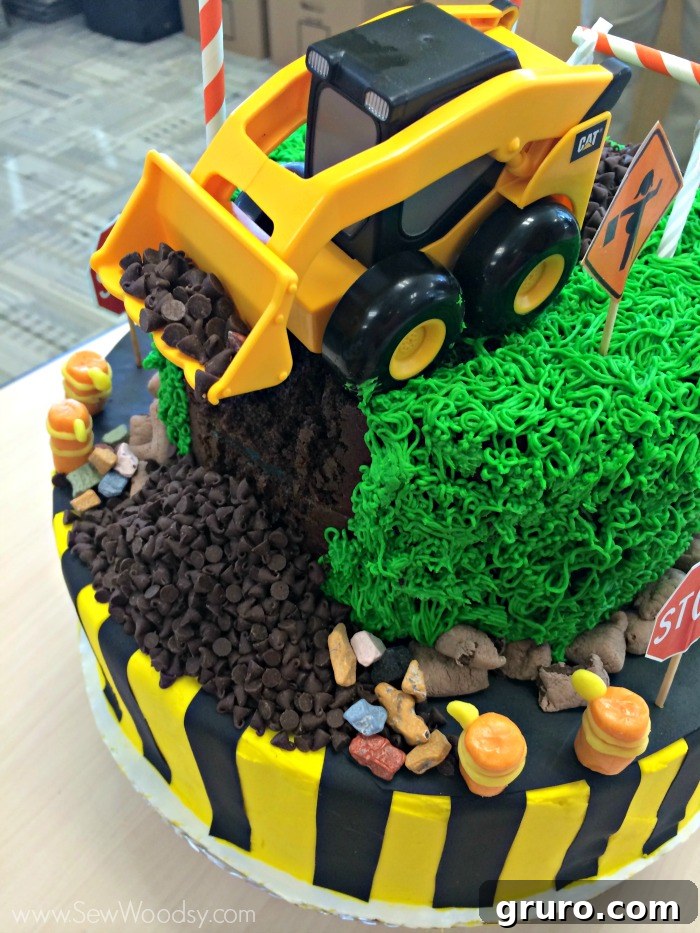 Edible Decorations on Construction Themed Baby Shower Cake