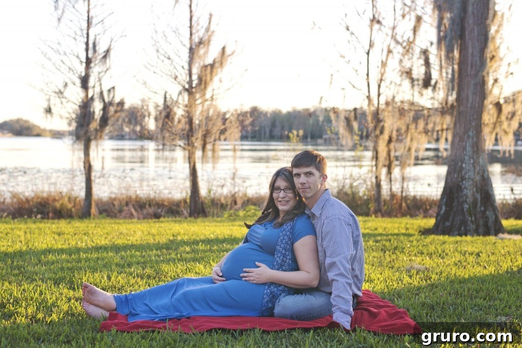 Barefoot expectant mother, natural and artistic maternity photography