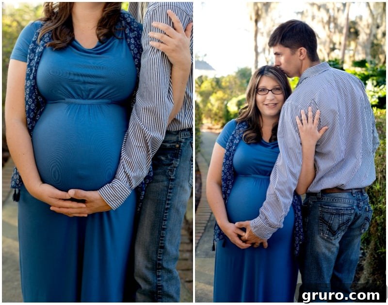 Expectant couple sharing a tender moment, creative maternity photography ideas