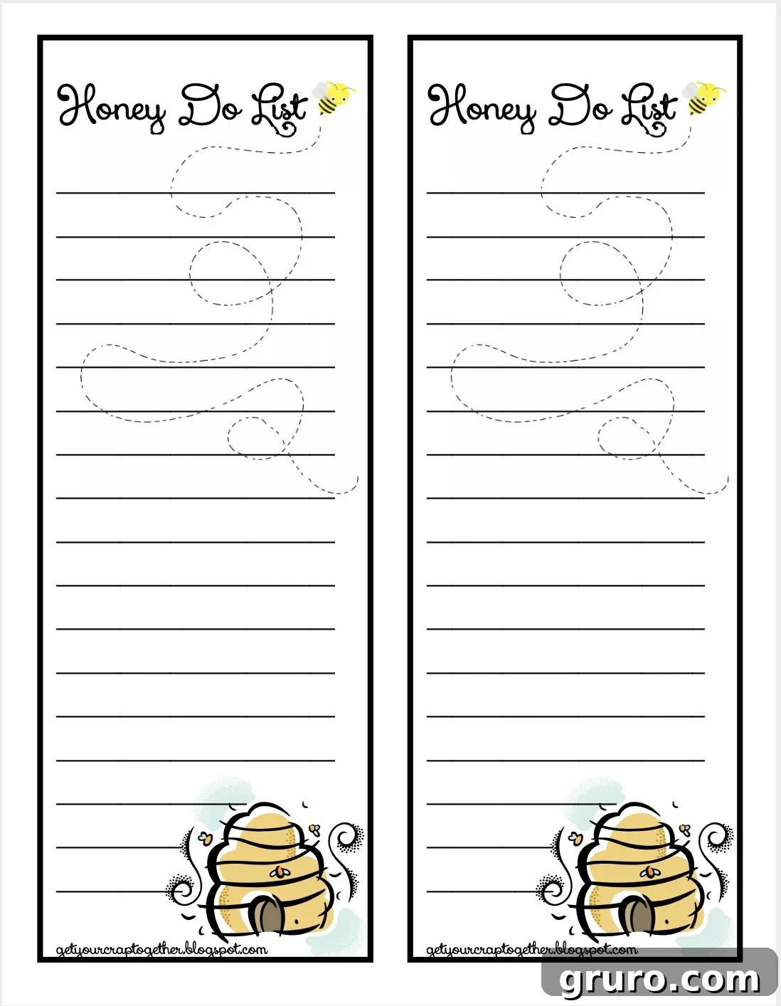 Honey Do List printable thumbnail image.