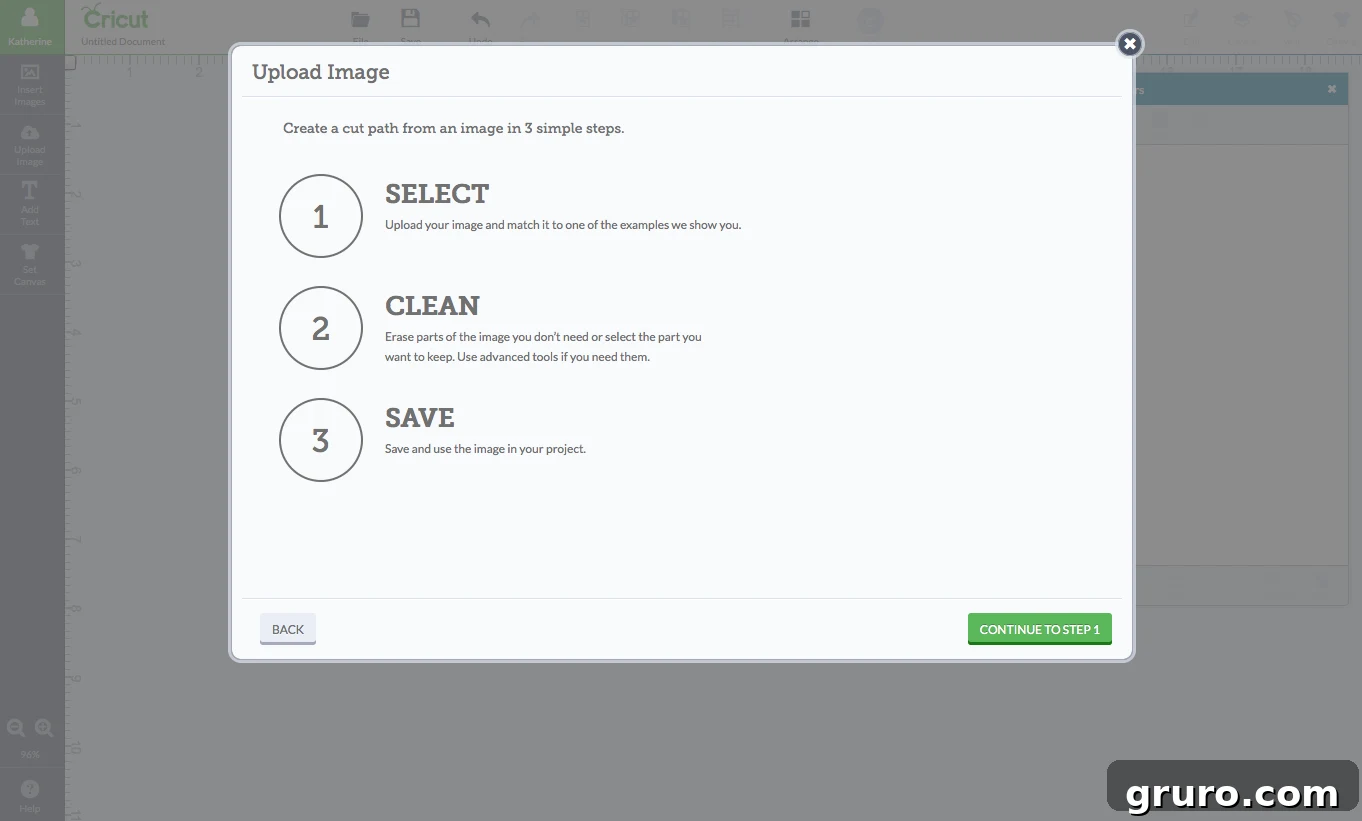 Cricut Design Space image upload interface