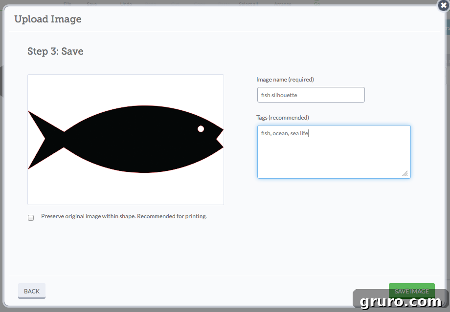 Naming and tagging image in Cricut Design Space