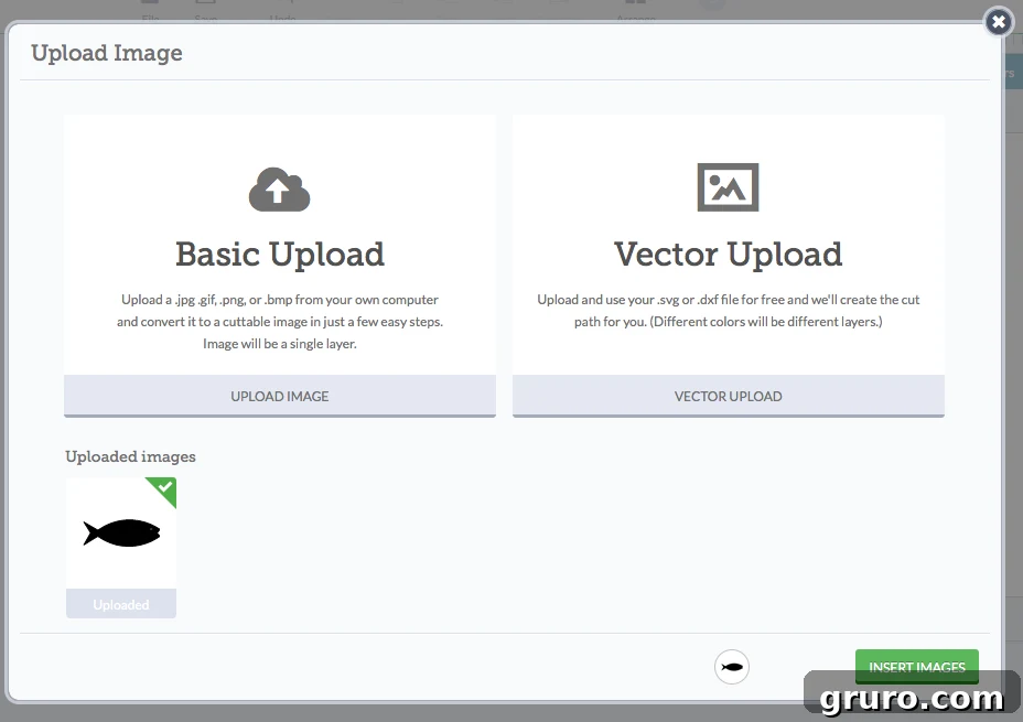 Inserting uploaded image into Cricut Design Space