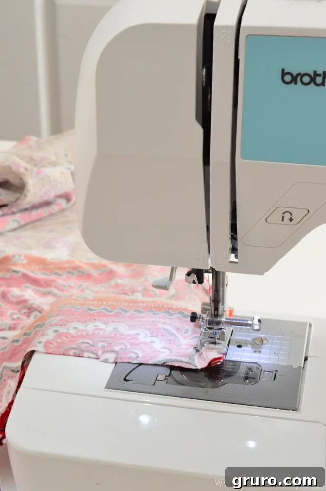 Sewing the Skirt Panel of the Maternity Maxi Dress