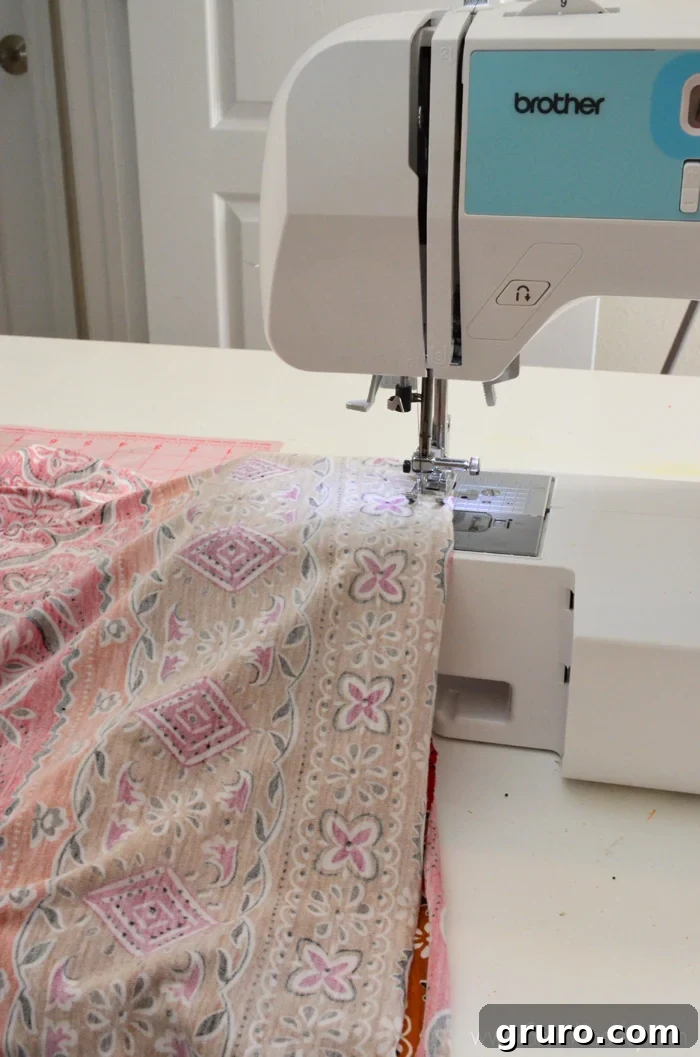 Gathering the Top Edge of the Maxi Dress Skirt