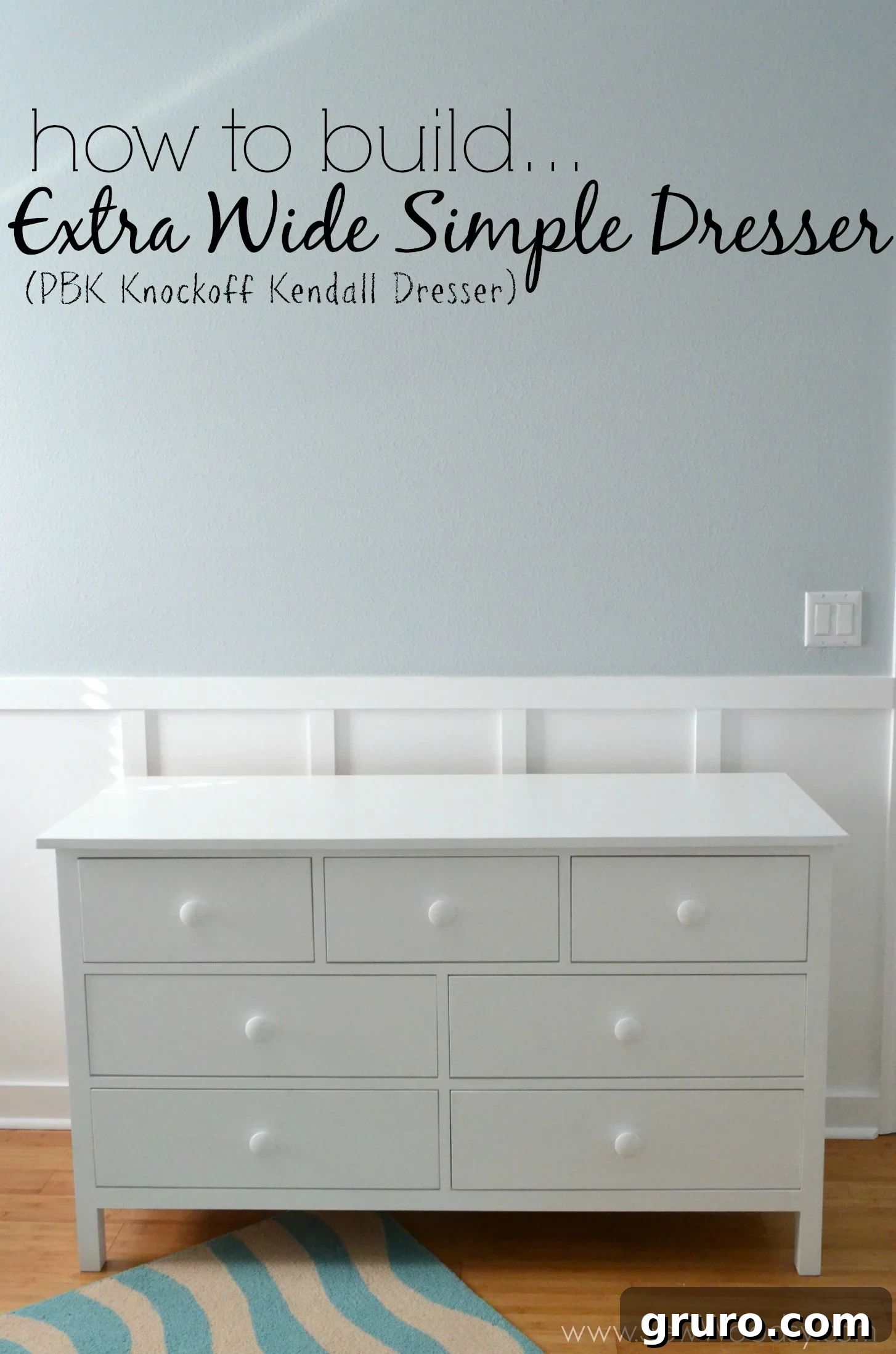 How to Build an Extra Wide Simple Dresser (Pottery Barn Kids Kendall Dresser Dupe)