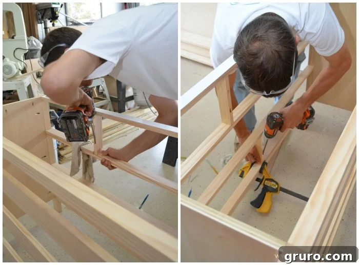 kendall dresser construction 5: Securing Vertical Dividers