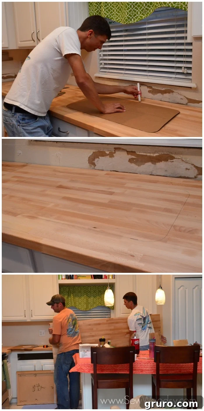 Precision Tracing for Undermount Sink in Butcher Block