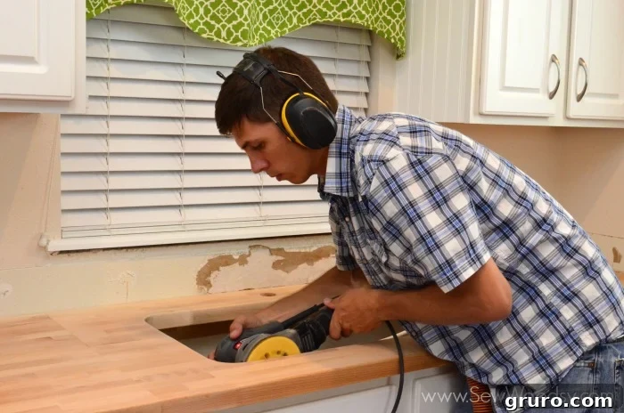 Router Cutting Butcher Block for Undermount Sink