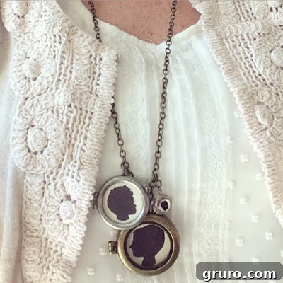 An elegant DIY silhouette locket necklace, featuring a delicate chain and a locket containing a personalized silhouette, a meaningful and stylish Mother's Day gift.