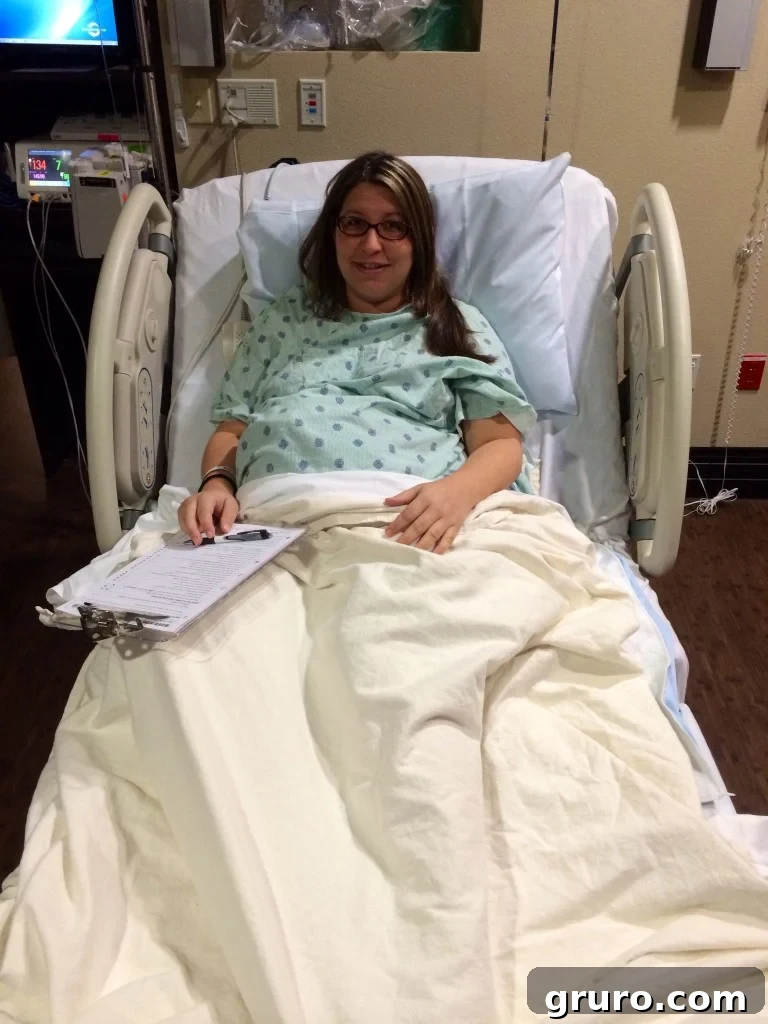 Waiting in the labor and delivery room, anticipating the unknown.